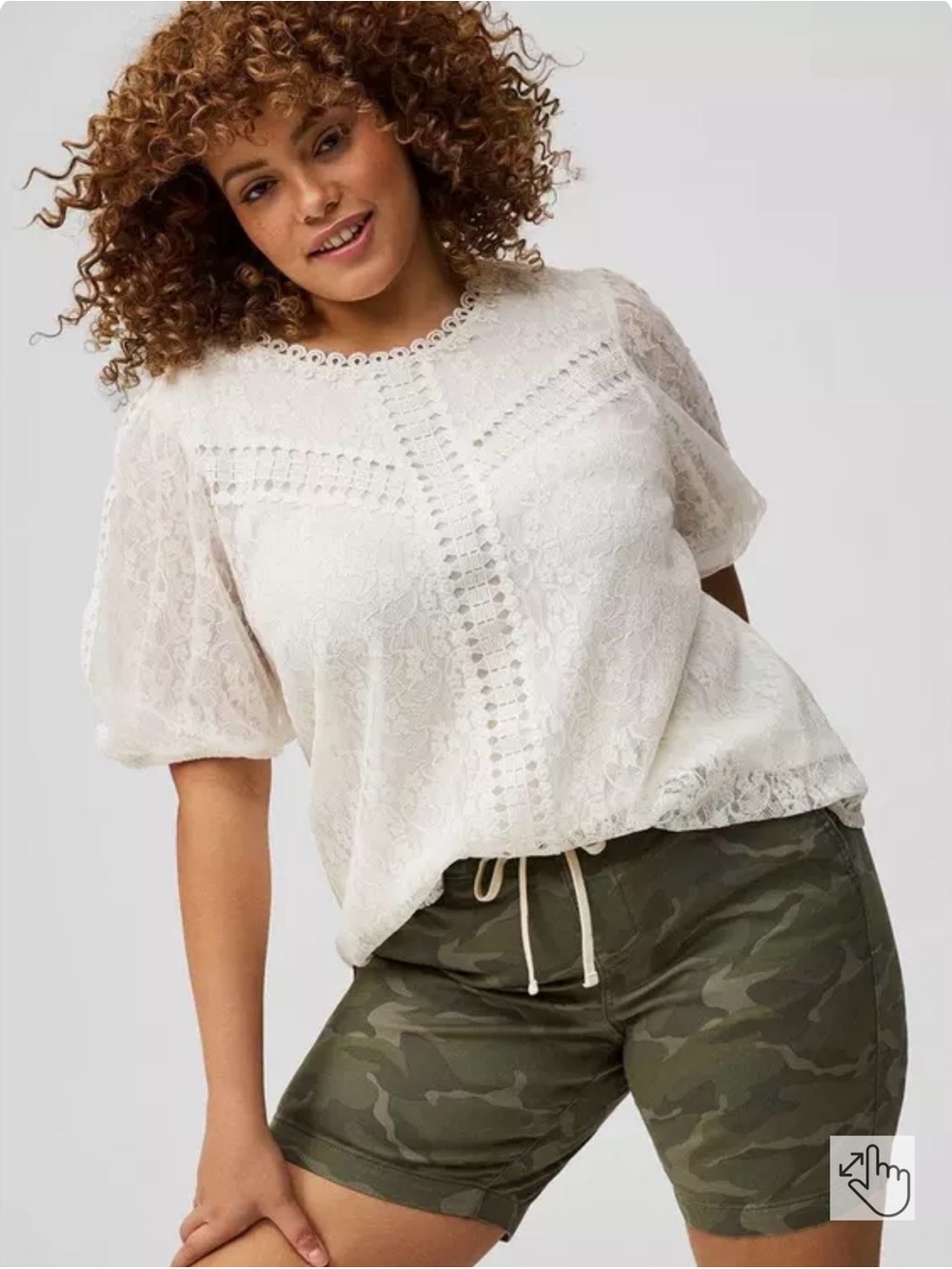 Torrid Lace Puff Short Sleeve Blouse 4(4X)